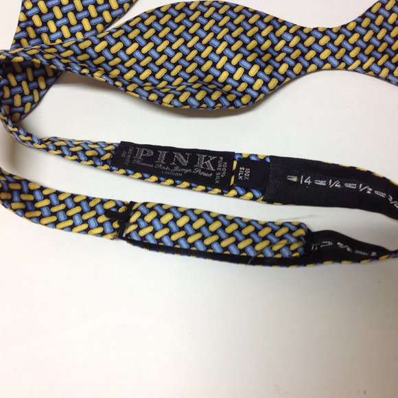 THOMAS PINK Capsule Dots Silk Adjustable Self Bow Tie  2.5" - Picture 7 of 11